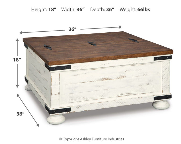 Wystfield - Cocktail Table with Storage - White / Brown image 2