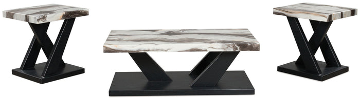Cendill - Occasional Table Set (Set of 3) - Dark Brown / White / Black image 2
