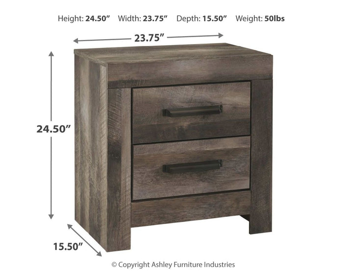 Wynnlow - Two Drawer Night Stand - Gray image 2
