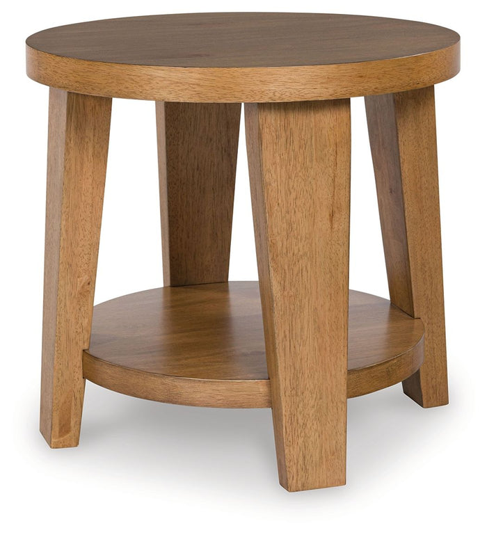 Kristiland - Round End Table - Light Brown image 1