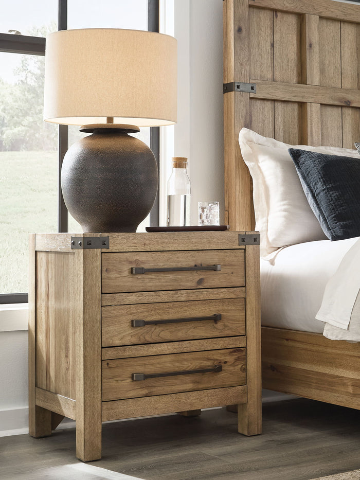 Ridgester - Three Drawer Night Stand - Light Brown image 3
