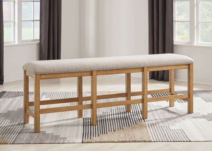 Havonplane - XL Counter Height Upholstered Dining Bench - Brown image 3