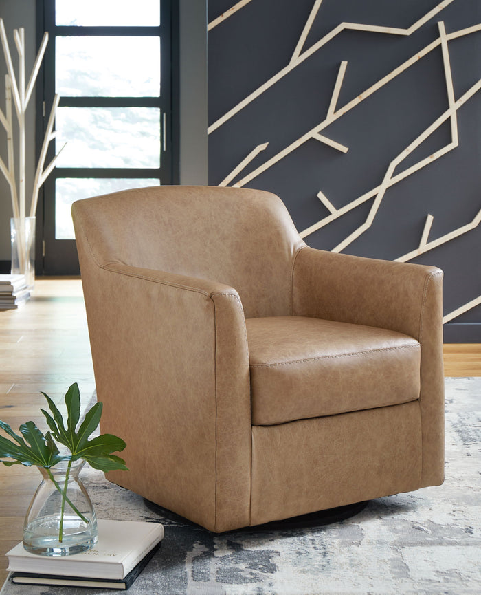 Bradney - Swivel Accent Chair - Leather Match - Tumbleweed image 2