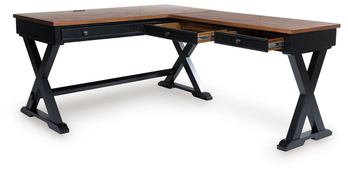 Wildenauer - Home Office Desk And Return - Brown / Black image 2