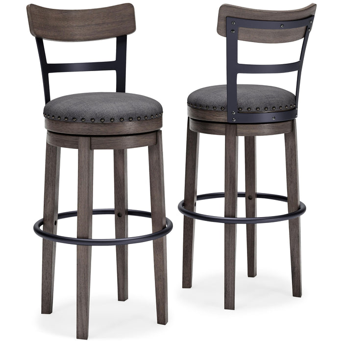 Caitbrook - Tall UPH Swivel Barstool - Gray image 2