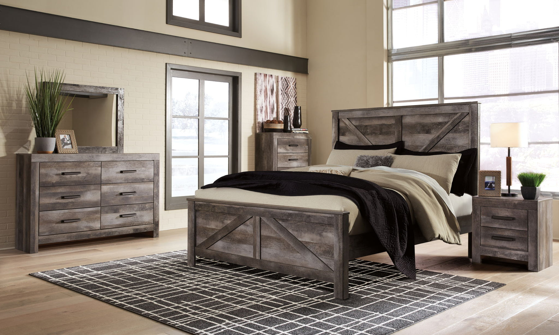 Gray / 5 Pc. Bed, 2 Nightstands / King