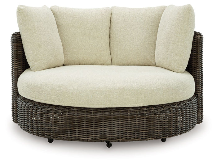 Kimora - Swivel Lounge Chair With Cushion - Beige / Dark Brown image 2