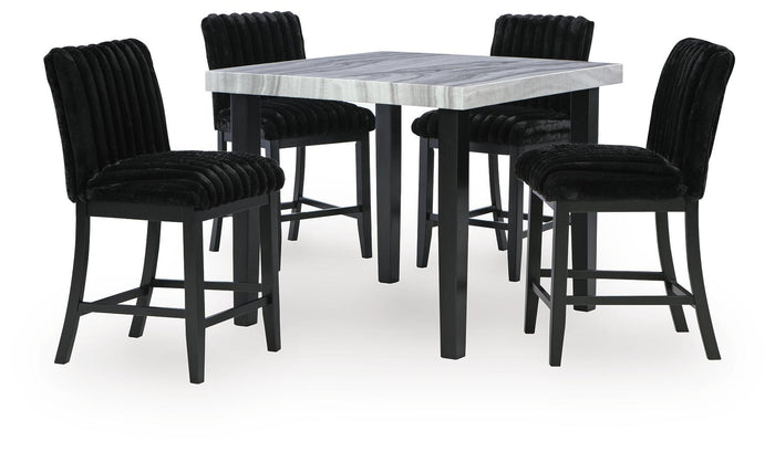 Mervannie - 5 Pc. - Counter Height Dining Table And 4 Barstools - Gray / Black image 1