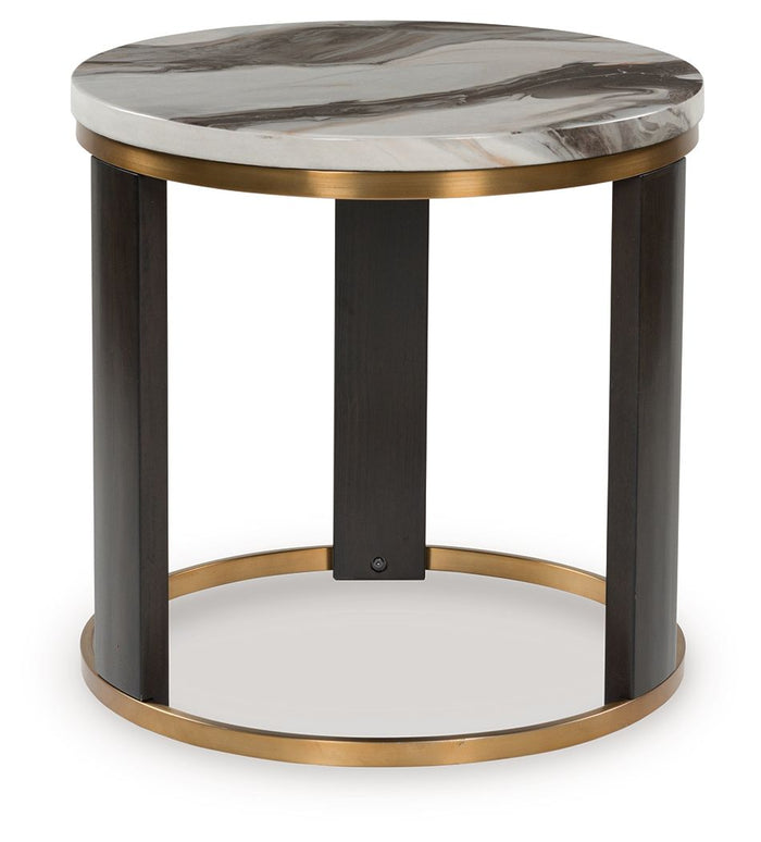Jazmore - Round End Table - Brown / Brass Finish image 2