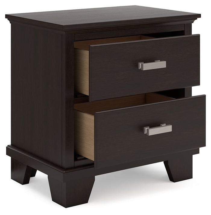 Covetown - Two Drawer Night Stand - Dark Brown image 2
