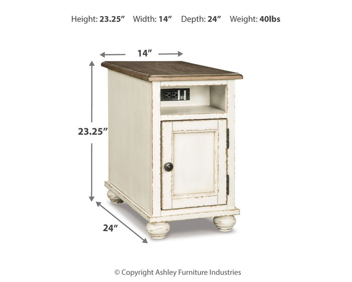 Realyn - Chair Side End Table - AC / USB - White / Brown image 2