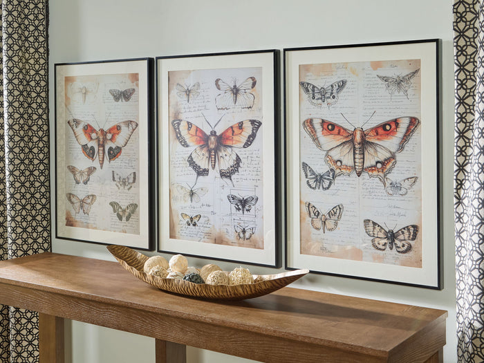 Jossletts - Wall Art Set (Set of 3) - Orange / Black / Ivory image 2