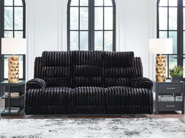 Rhine Falls - Reclining Power Sofa With Drop Down Table - Onyx image 3