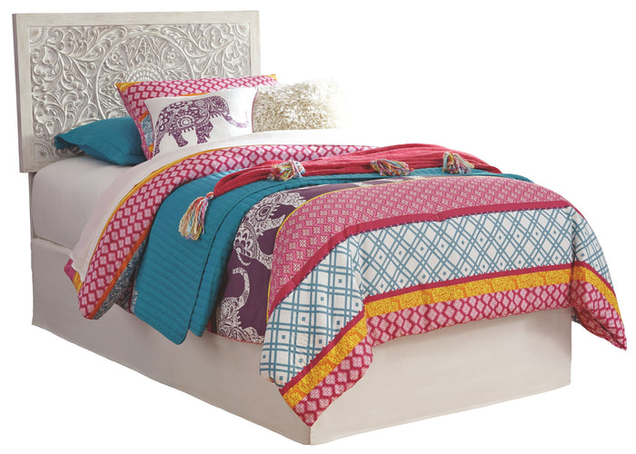 Paxberry - Twin Panel Headboard with Bolt on Bed Frame - Whitewash image 1