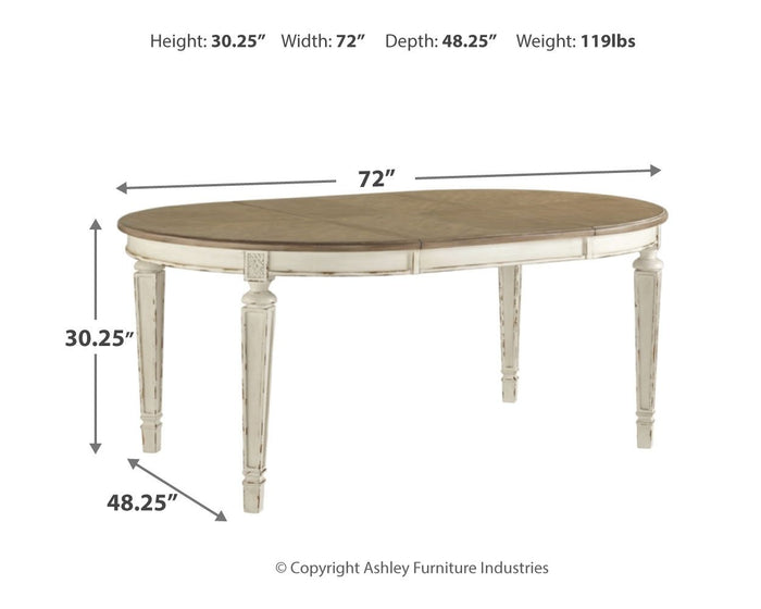 Realyn - Oval Dining Room Extension Table - Chipped White image 3