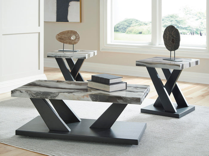 Cendill - Occasional Table Set (Set of 3) - Dark Brown / White / Black image 3