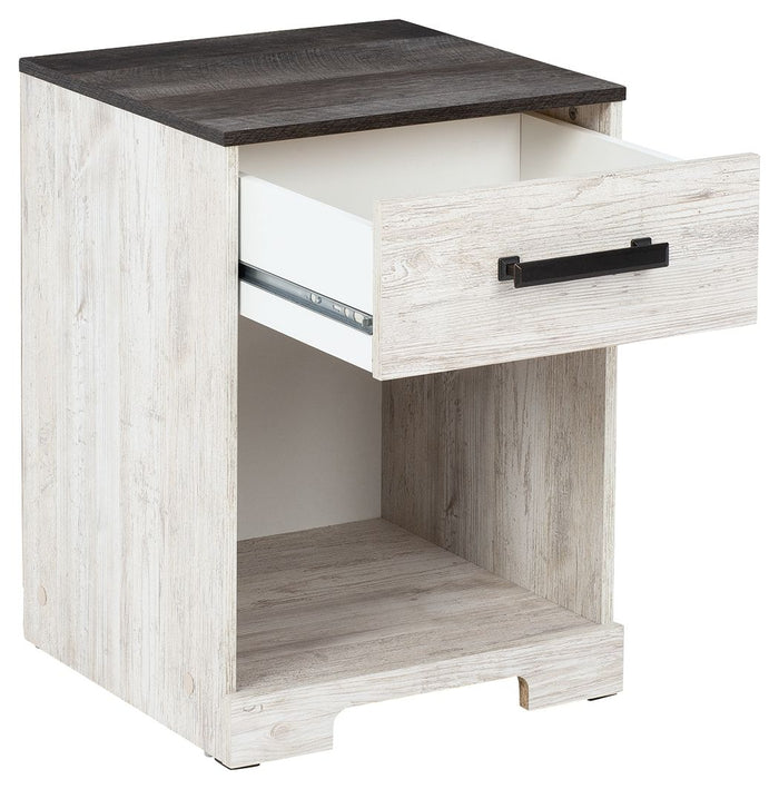 Shawburn - One Drawer Night Stand - Open Cubby - White / Black / Gray image 3