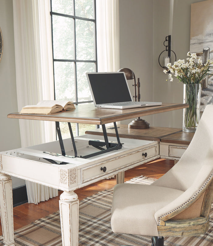 Realyn - L Shaped Desk With Lift Top - White / Brown image 2
