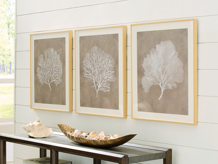 Hendridge - Wall Art Set (Set of 3) - Taupe / White image 2