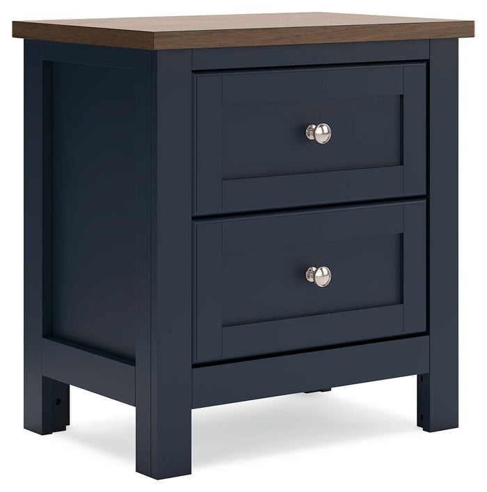 Landocken - Two Drawer Night Stand - Brown / Blue image 1