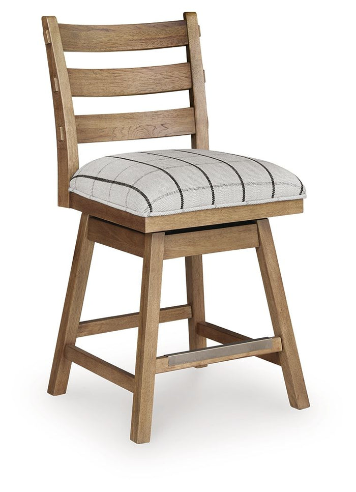 Ridgester - Upholstered Swivel Barstool (Set of 2) - Light Brown image 2