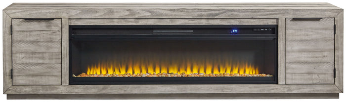 Naydell - 92" TV Stand With Wide Fireplace Insert - Gray image 3