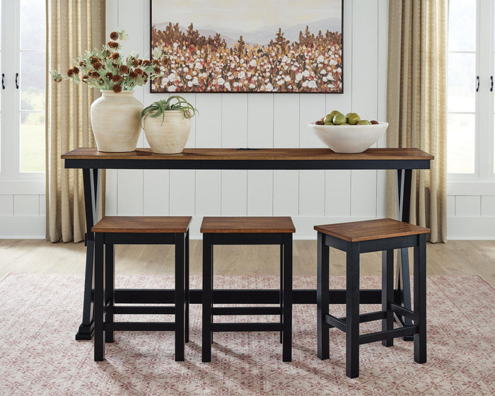 Wildenauer - Rectangular Dining Room Counter Table Set (Set of 4) - Brown / Black image 2