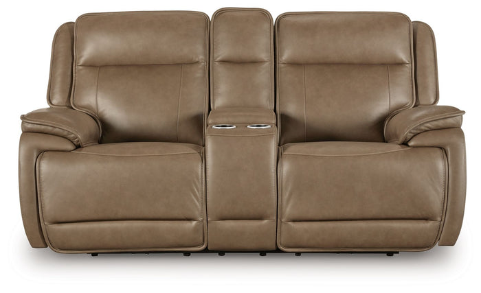 Glencroft - Power Reclining Loveseat With Console / Adjustable Headrest - Sahara image 2