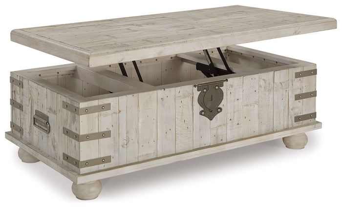 Carynhurst - Lift Top Cocktail Table - White Wash Gray image 2