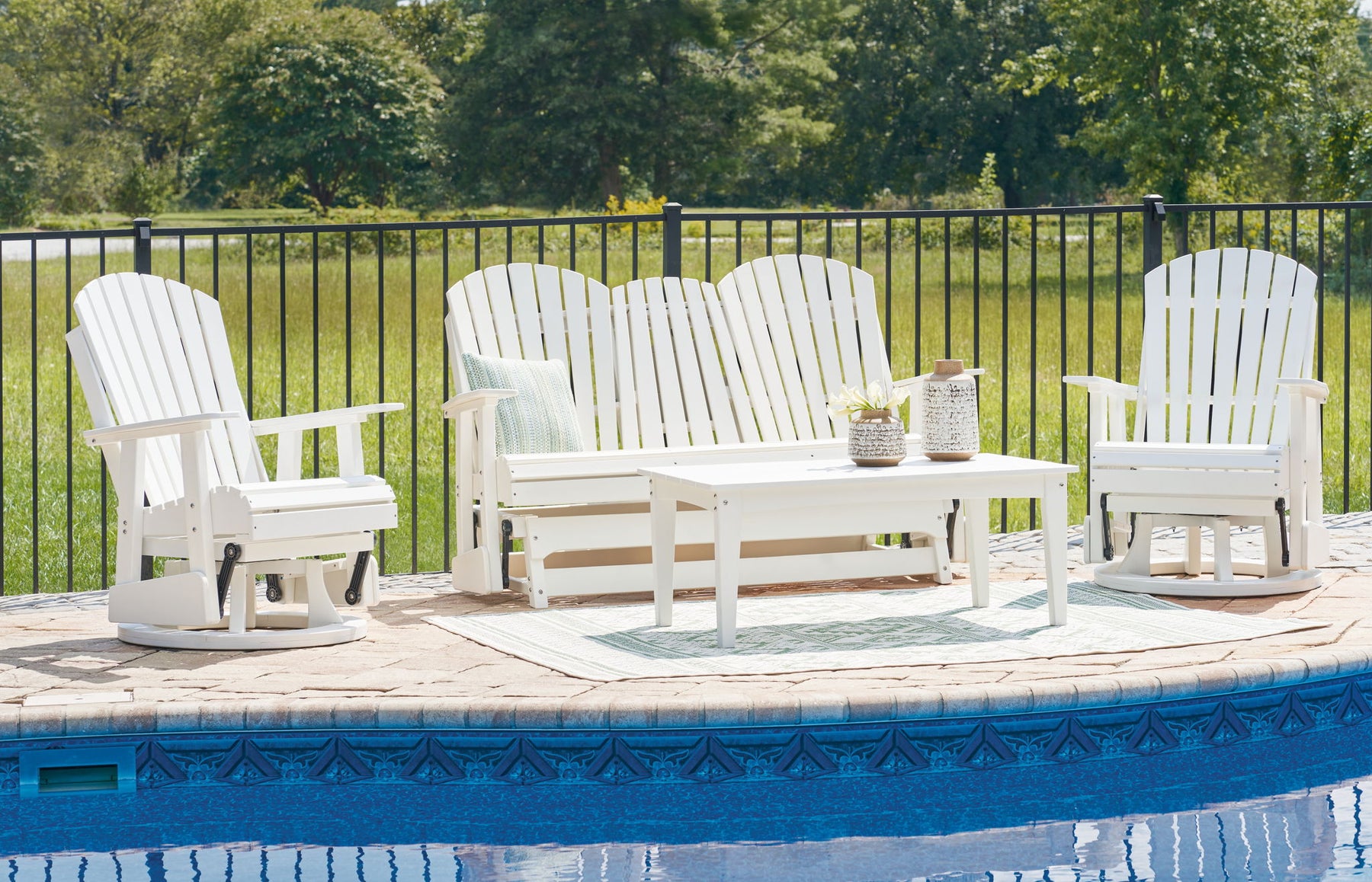 White / 4 Pc. Loveseat, 2 Swivel Chairs, Cocktail Table