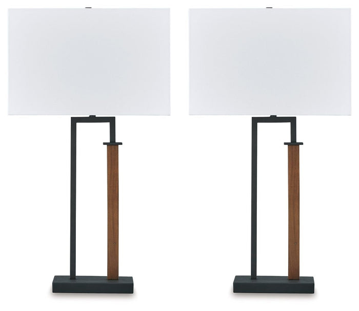 Voslen - Metal Table Lamp (Set of 2) - Black / Brown image 1