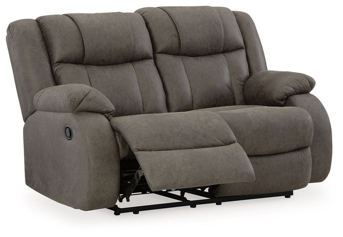 First Base - Reclining Loveseat - Faux Leather - Gunmetal image 3