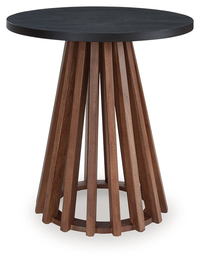 Kallari - Round End Table - Warm Brown / Black image 2