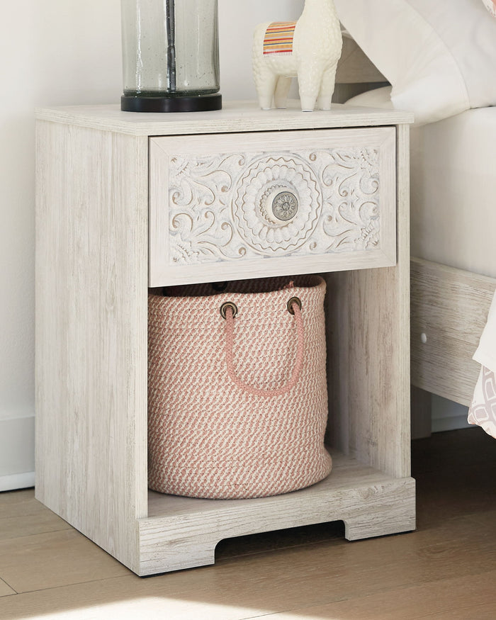 Paxberry - One Drawer Night Stand - Whitewash image 2