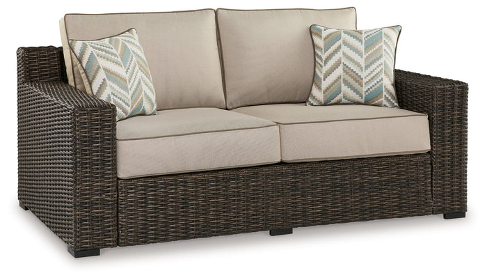 Coastline Bay - Loveseat W/Cushion - Brown image 1