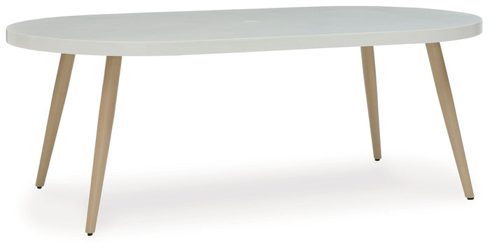 Seton Creek - Oval Dining Table With Umb Opt - White image 1