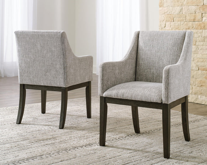 Burkhaus - Dining UPH Arm Chair (Set of 2) - Beige / Dark Brown image 3