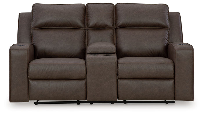 Lavenhorne - Dbl Reclining Loveseat W/Console - Faux Leather - Granite image 2