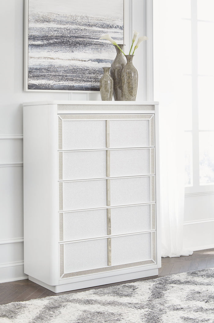 Chalanna - Five Drawer Chest - White image 3