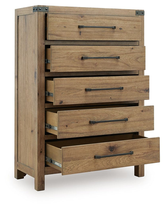 Ridgester - Five Drawer Chest - Light Brown image 3