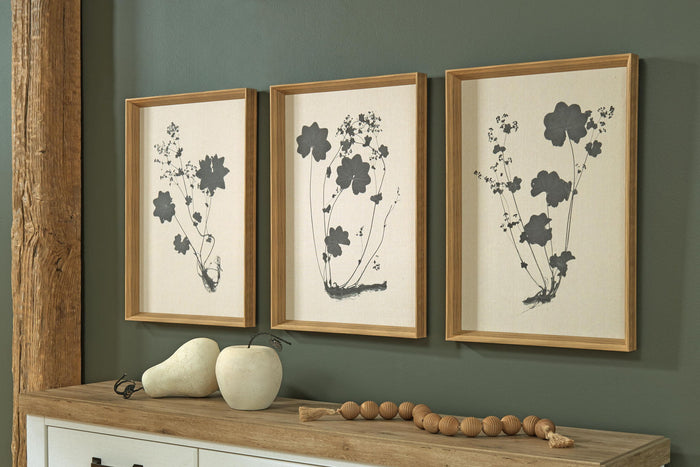 Huddwick - Wall Art Set (Set of 3) - Linen / Black image 2