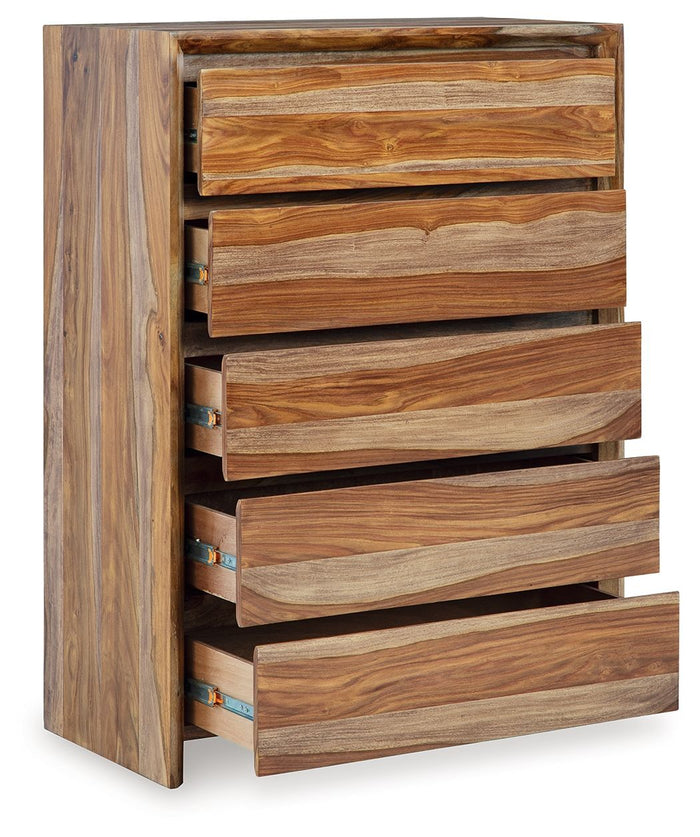 Dressonni - Five Drawer Chest - Brown image 3