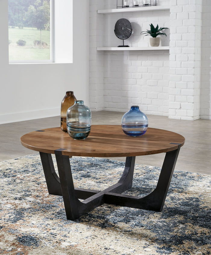 Hanneforth - Round Cocktail Table - Brown image 3