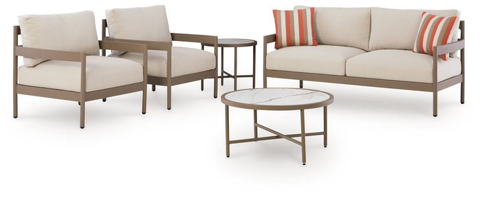 Bluff Trail - Loveseat, Lounge Chairs, Tables Set (Set of 5) - Beige image 2