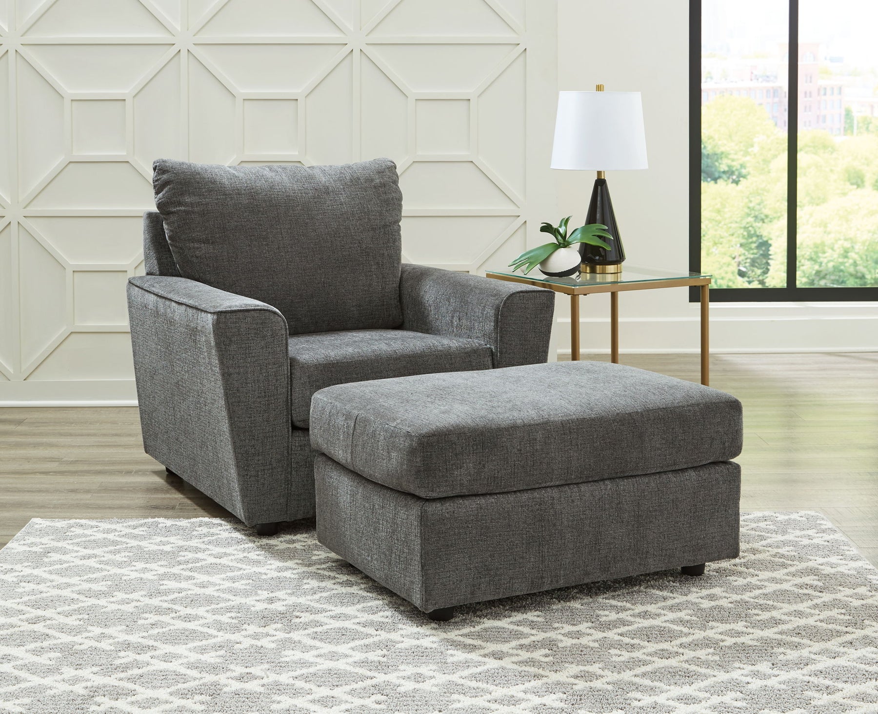 Dark Gray / 2 Pc. Chair, Ottoman