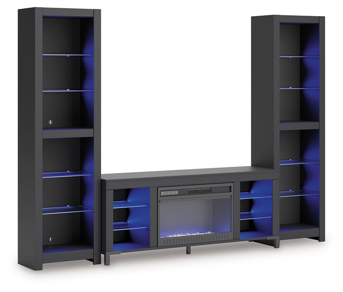 Cayberry - 3-Piece Entertainment Center With Electric Fireplace - Black image 2
