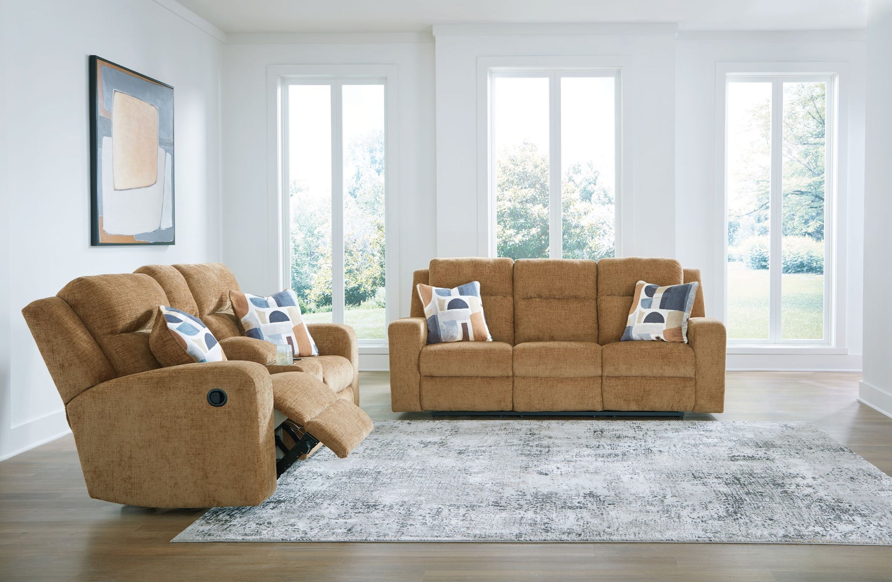 Light Brown / 2 Pc. Reclining Sofa, Reclining Loveseat With Console