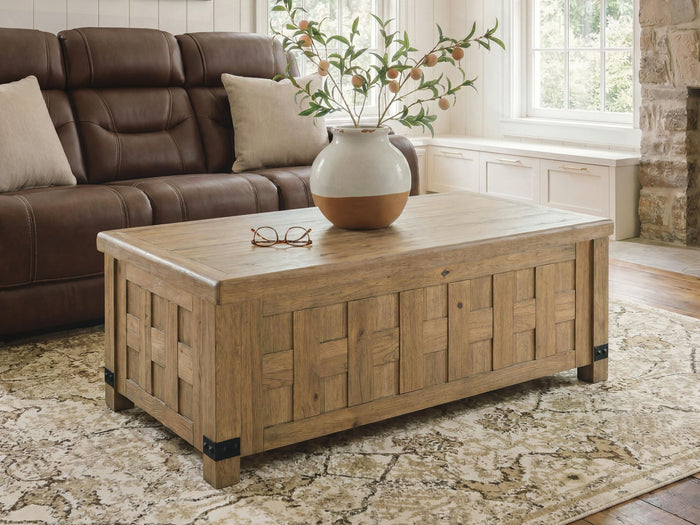 Ridgester - Lift Top Cocktail Table - Light Brown image 3