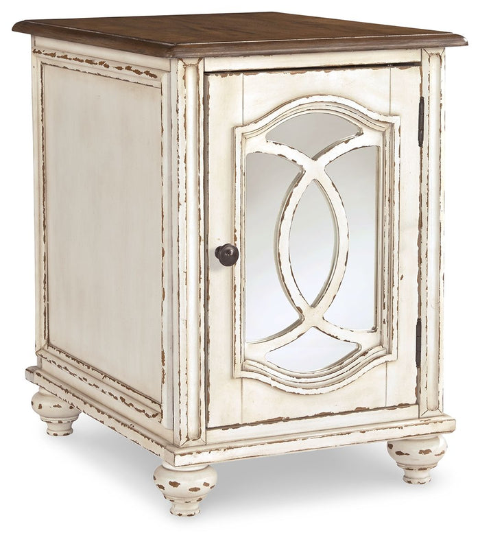 Realyn - Chair Side End Table - Insert Mirror - White / Brown image 1