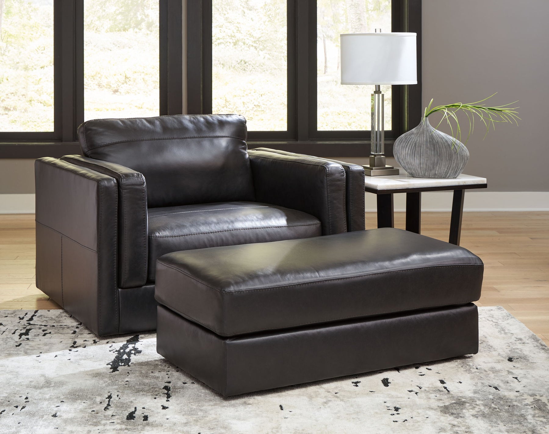 Black / 2 Pc. Chair And A Half, Ottoman